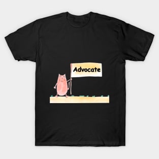 Advocate. Profession, work, job. Cat shows a banner with the inscription. Watercolor illustration. A gift for a professional. T-Shirt